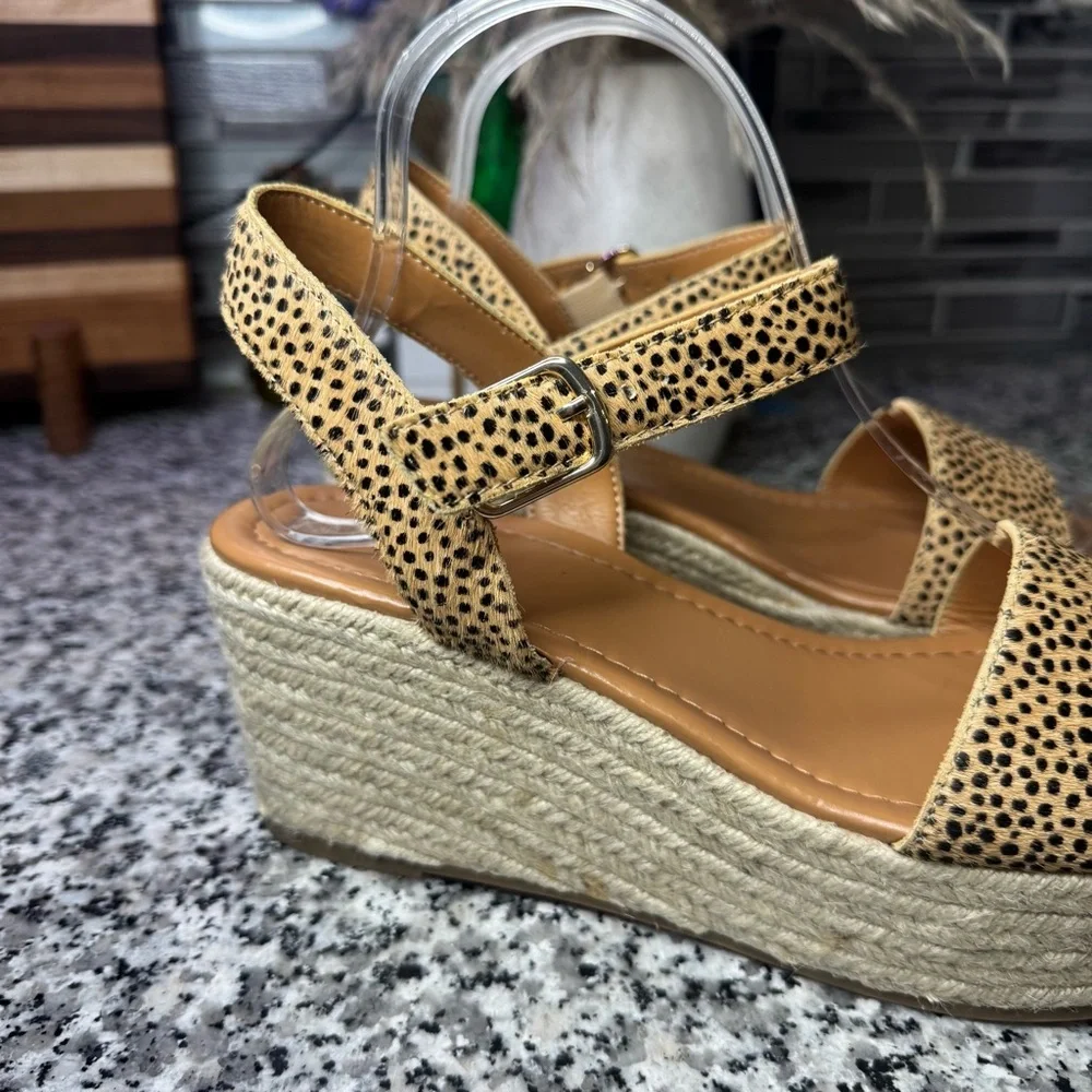 J.Crew | NWOB Platform Espadrille Sandals Leopard-print Calf Hair Size 9